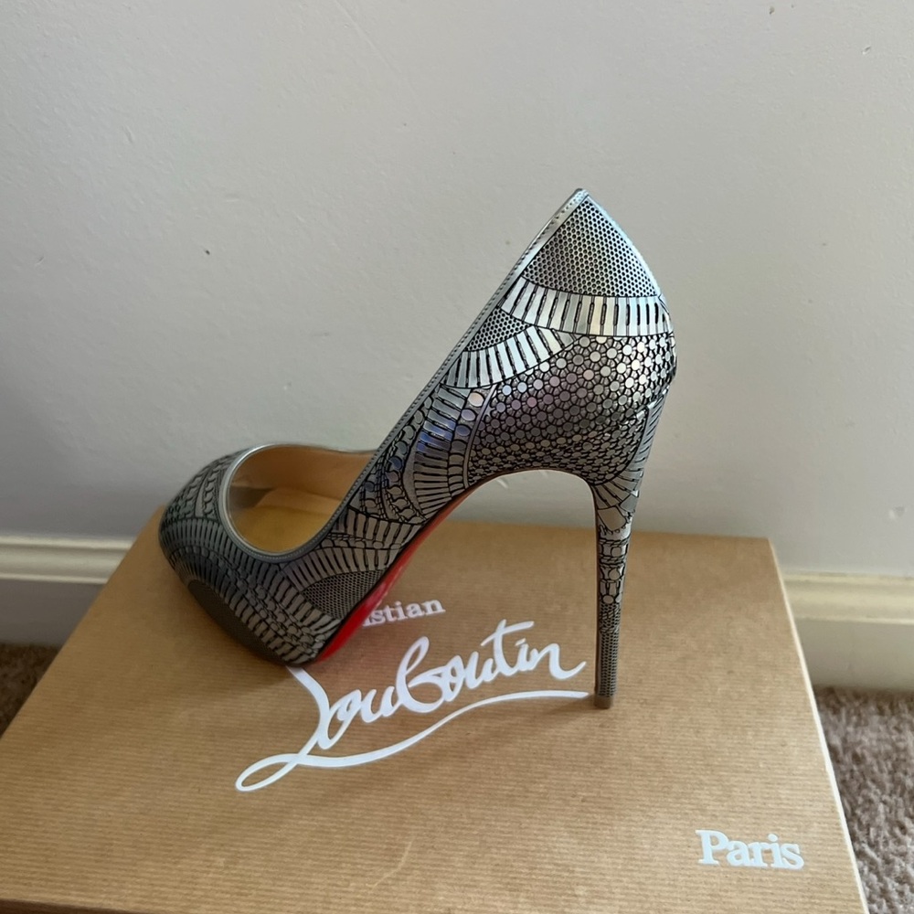 Christian Louboutin Silver Textured Heels